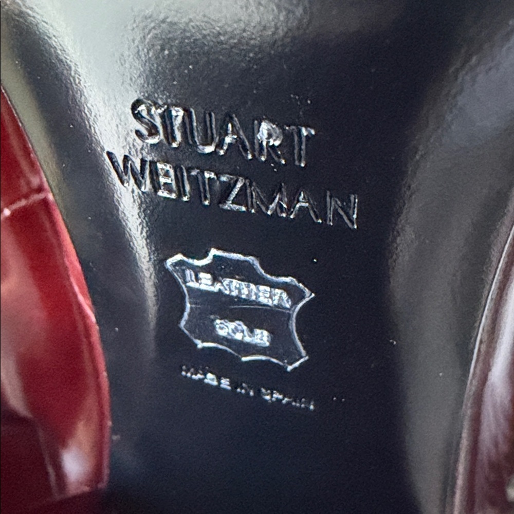 Stuart Weitzman Moda Pump Cordovan Burgundy Mirror Leather Shoes NWOB - Picture 6 of 14